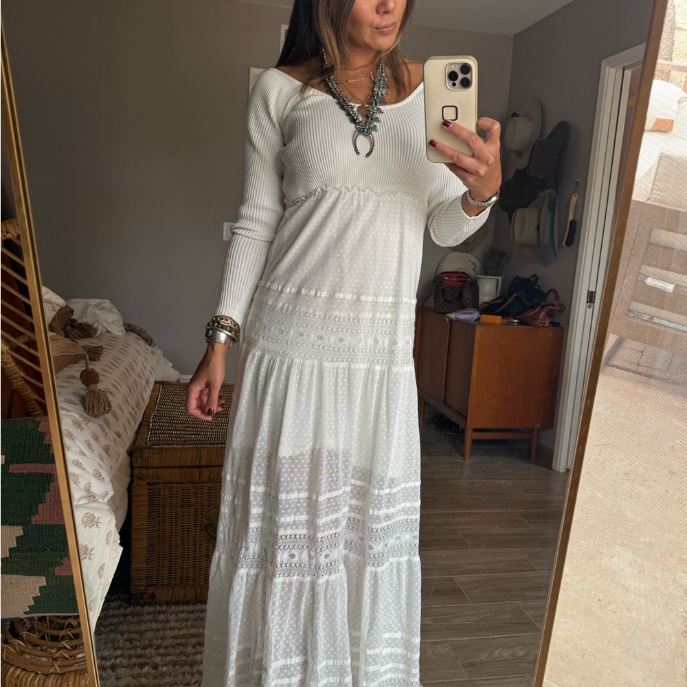 Free People White Long Sleeve Dress